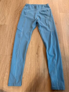 Blue Active Leggings with Side Pockets adult small